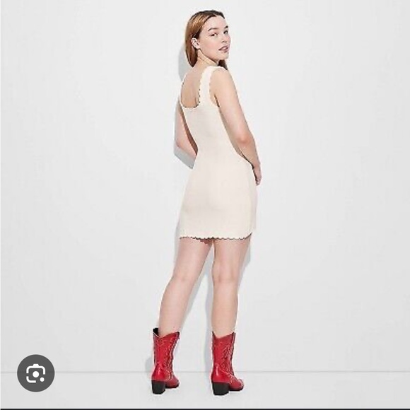 Cream Wild fable rosette mini crochet sweater dress - Picture 2 of 4